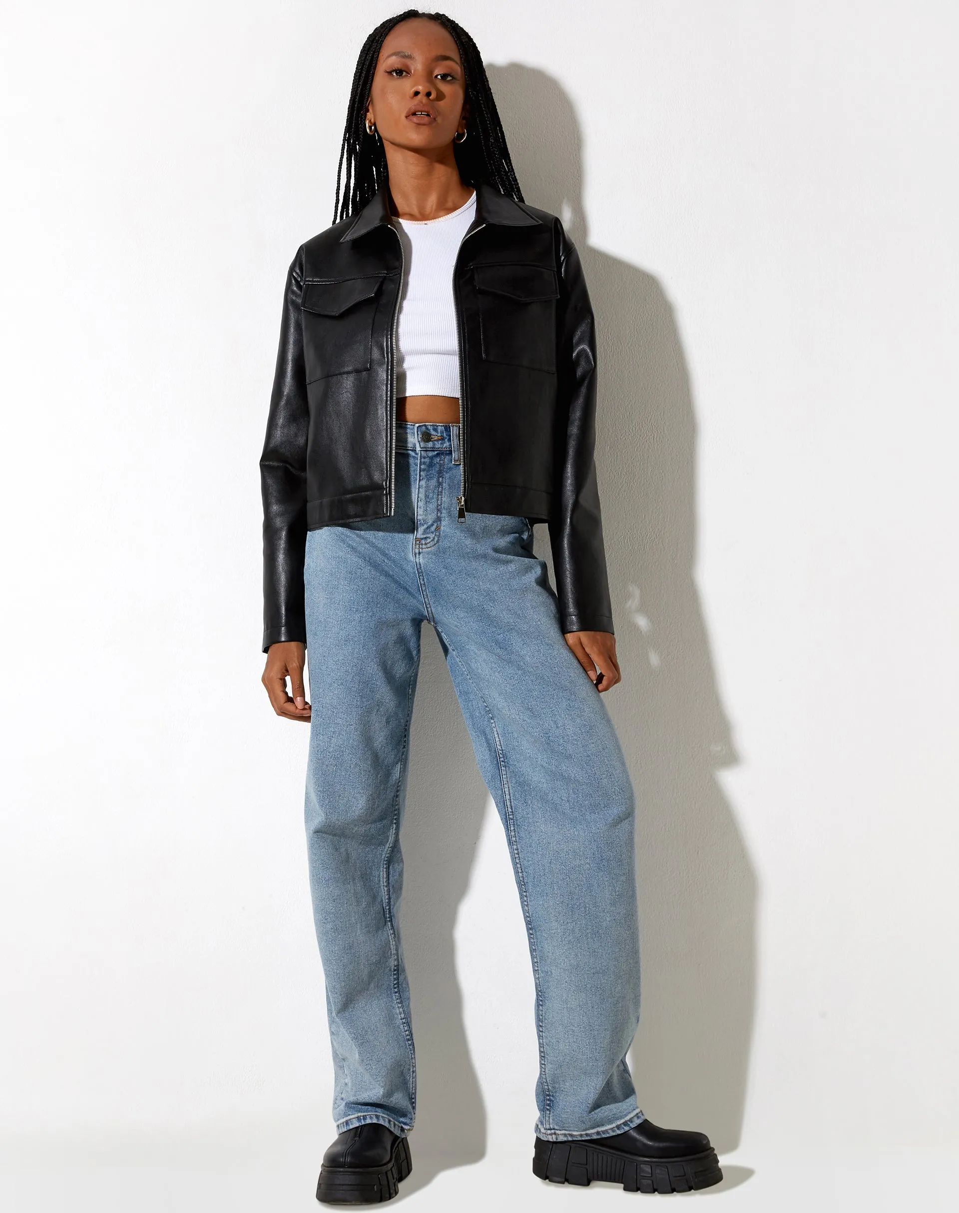 Gadar Jacket in PU Black