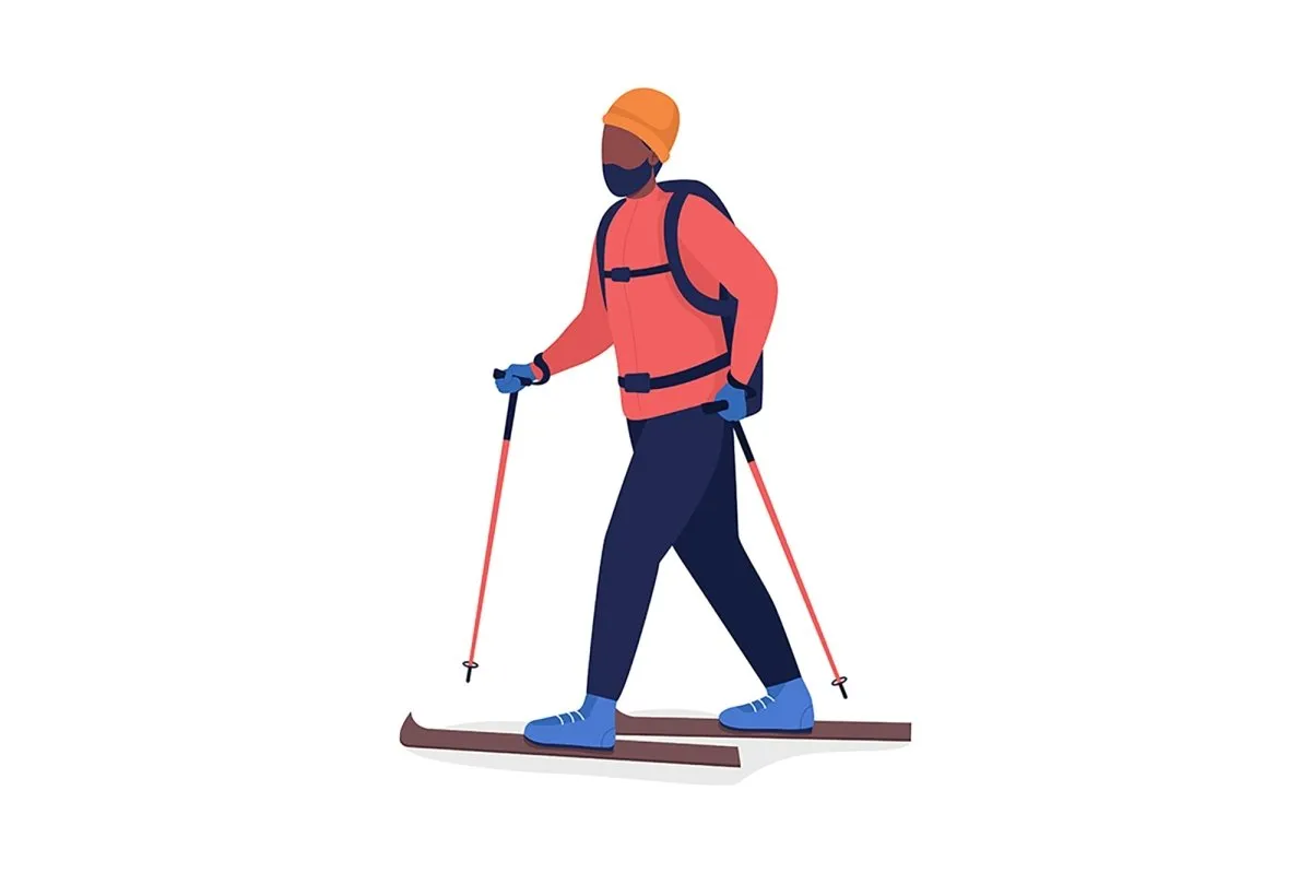 Hiking person color vector character set